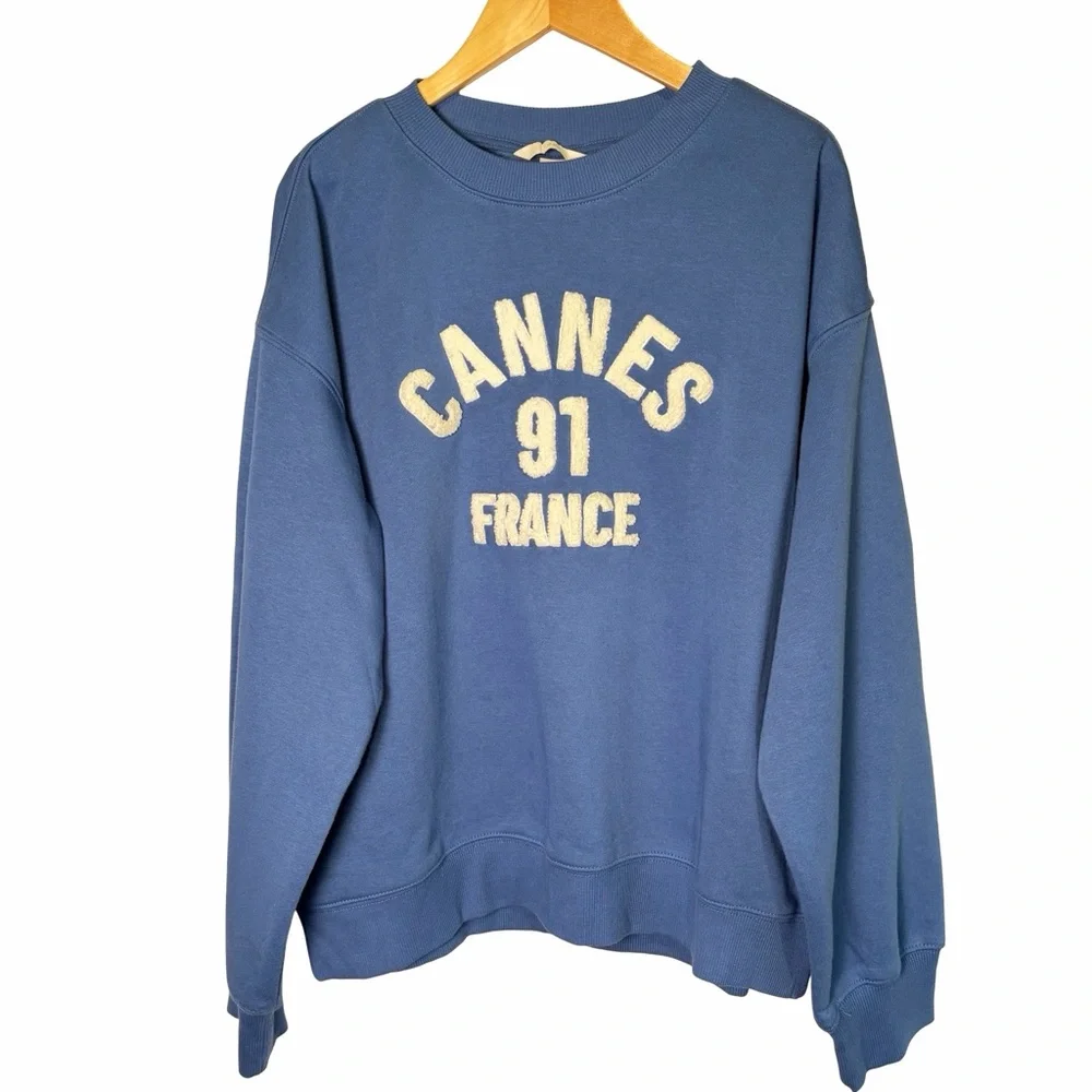 H&M Cannes 91 Sweatshirt in Blue, Size M NWT - Picture 2 of 13